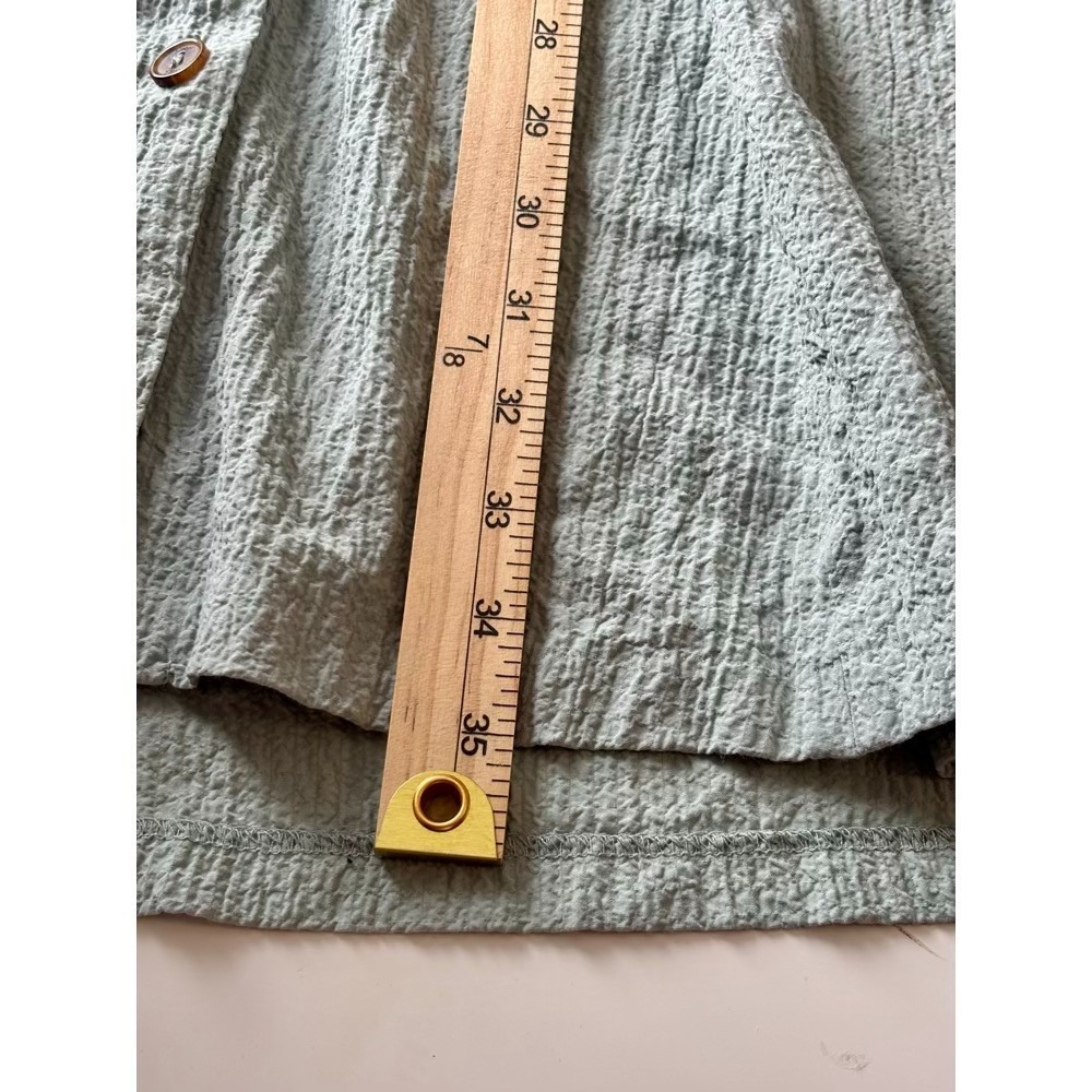 Calvin Klein Button-Down Shirtdress Balloon Sleeves Green Sz L Preppy Beach Work - Picture 7 of 13
